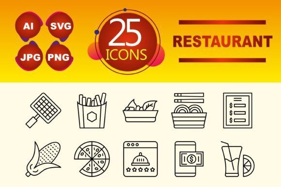 A Modern Restaurant Icon Set for Digital Design