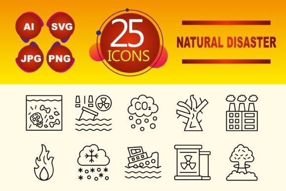 A Simple Set of Natural Disaster Icons for Modern Design