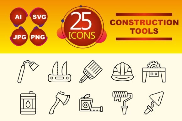Construction Tools Icon Set for Modern Digital Projects