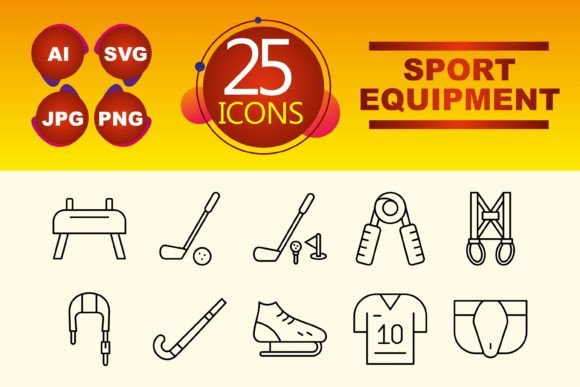 Essential Sport Equipment Icons for Modern Design
