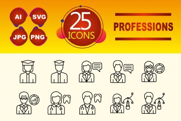 Professions Line Icon Set: A Small Toolkit with Big Impact