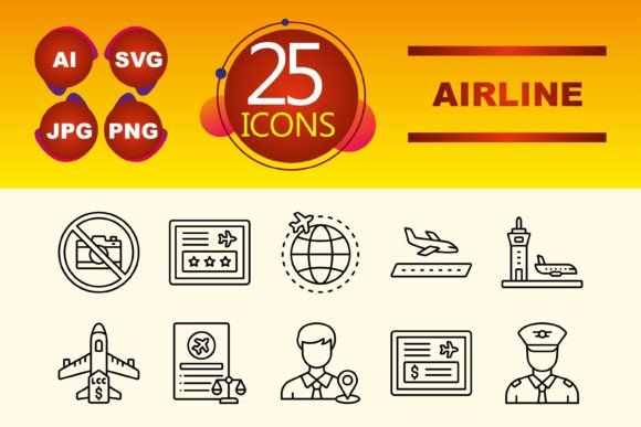 The Airline Icon Set for Modern Digital Design